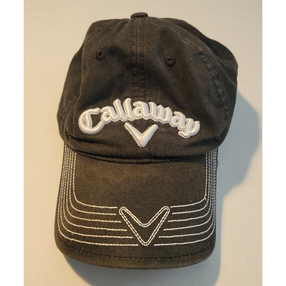 CALLAWAY Black Baseball Cap Raised Embroidered Logo Adjustable Strap WEIS